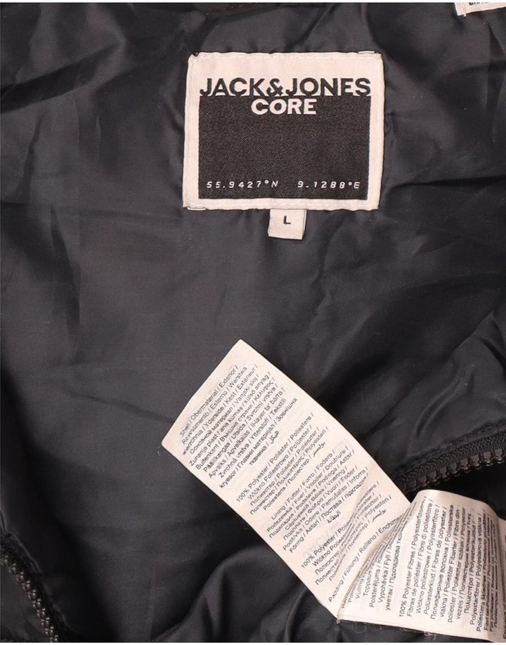 Jack & Jones Mens Hooded Padded Gilet UK 40 Large Black Polyester