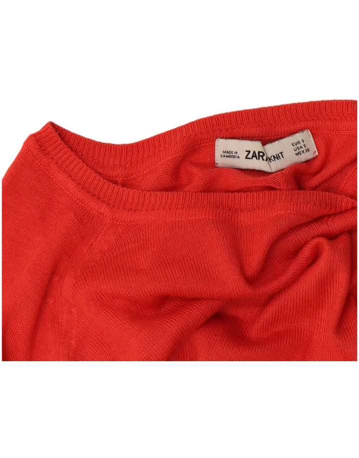 Zara Womens Oversized Boat Neck Jumper Sweater UK 10 Small Orange