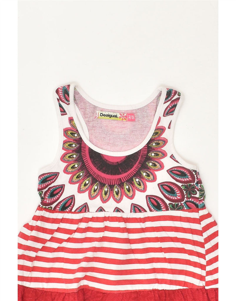 DESIGUAL Girls A-Line Dress 7-8 Years Red Colourblock Cotton | Vintage Desigual | Thrift | Second-Hand Desigual | Used Clothing | Messina Hembry 