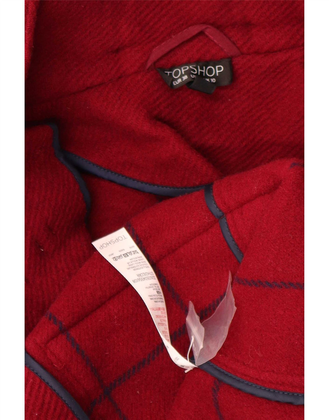 Topshop Womens Hooded Oversized Duffle Coat UK 10 Small Red Wool