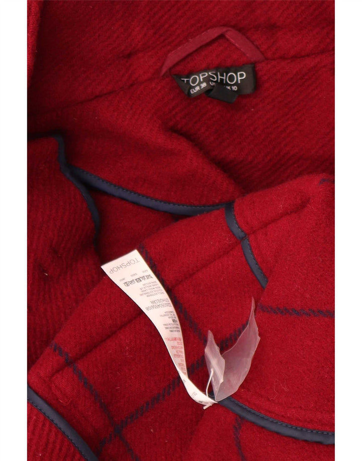 Topshop Womens Hooded Oversized Duffle Coat UK 10 Small Red Wool