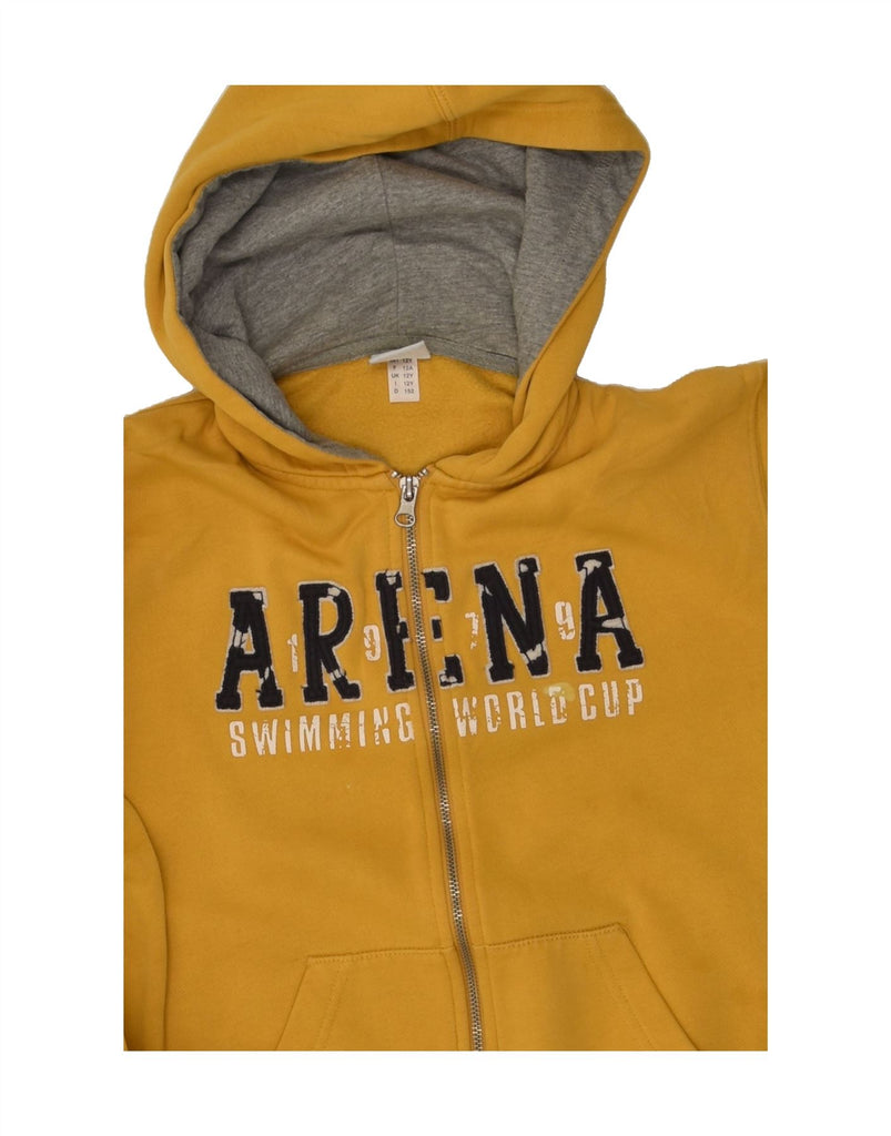 ARENA Boys Graphic Zip Hoodie Sweater 11-12 Years Yellow Cotton | Vintage Arena | Thrift | Second-Hand Arena | Used Clothing | Messina Hembry 