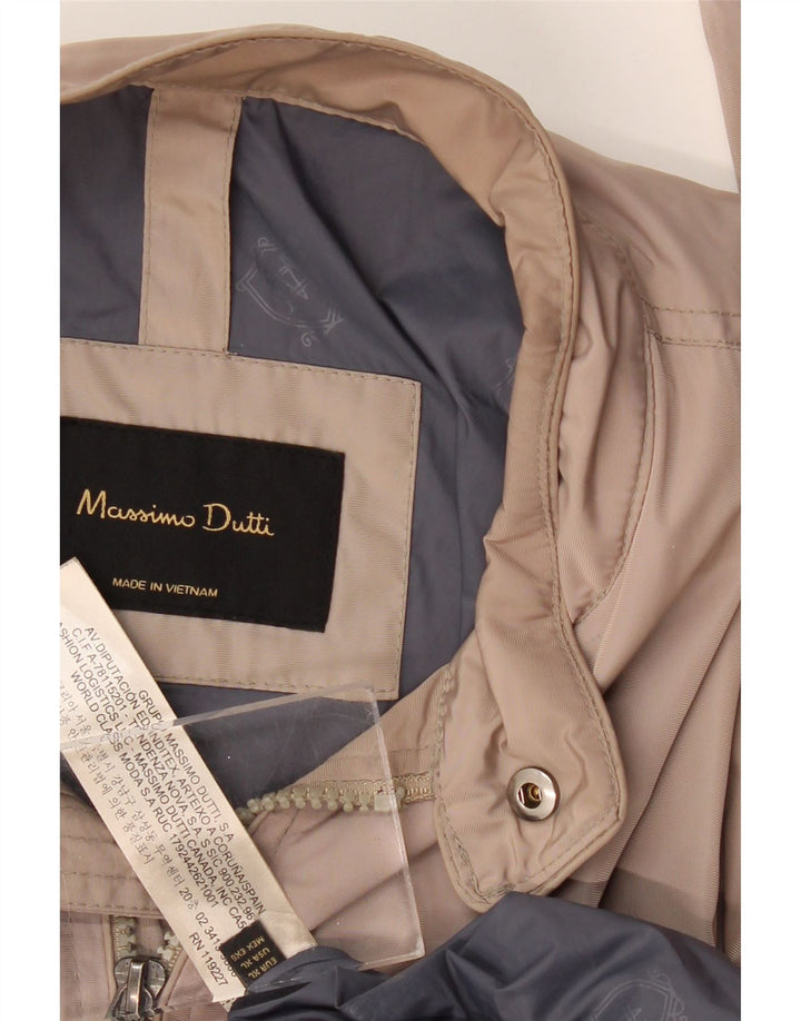 Massimo Dutti Mens Bomber Jacket UK 42 XL Beige Nylon