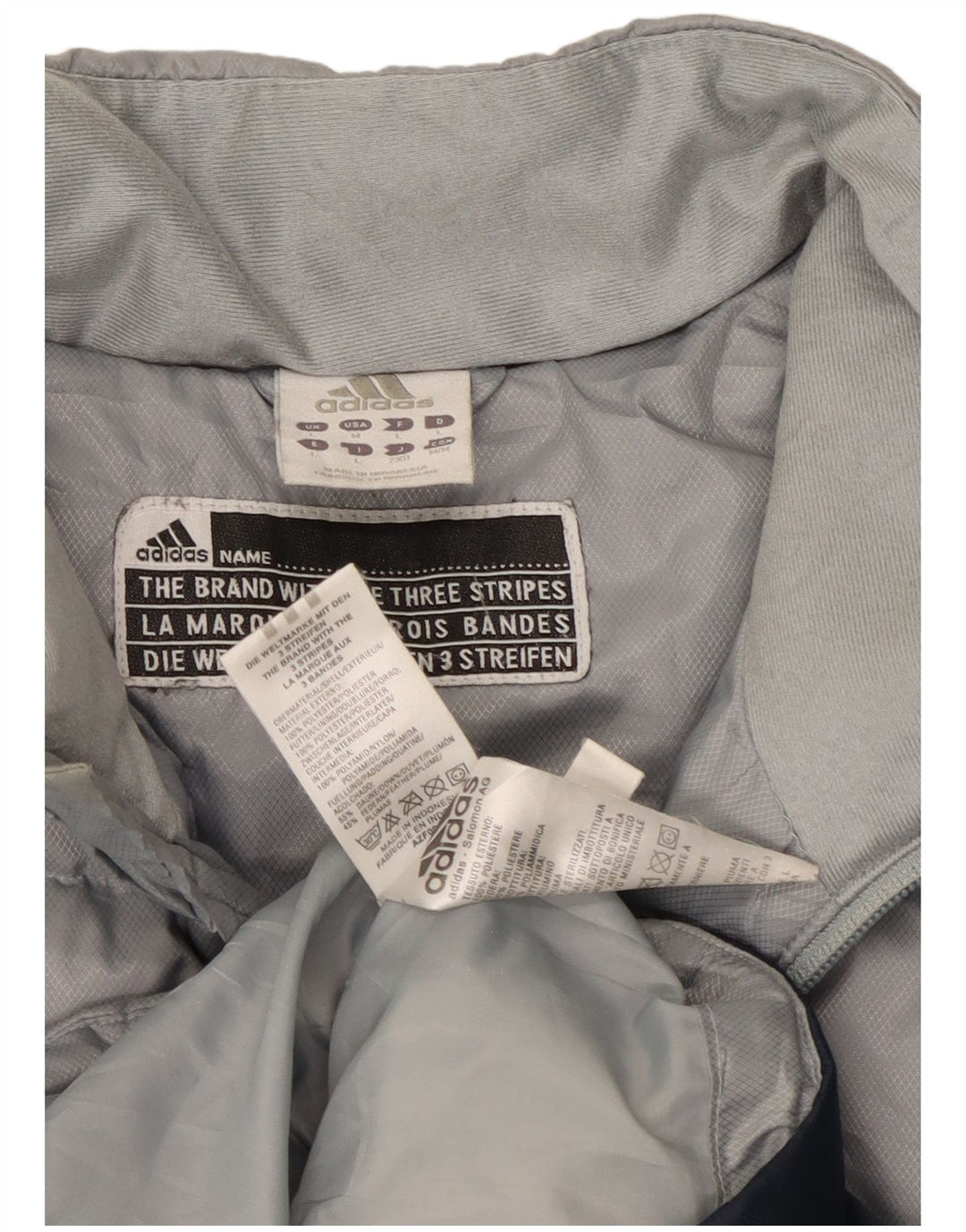 Adidas Mens Three Stripes Padded Jacket UK 40 Large Grey Colourblock