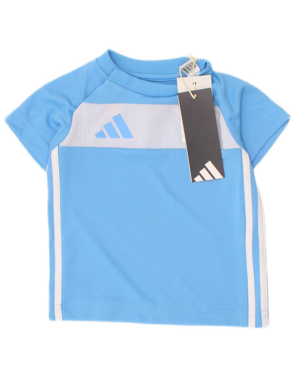 Adidas Baby Boys T-Shirt Top 3-6 Months Blue Colourblock Polyester