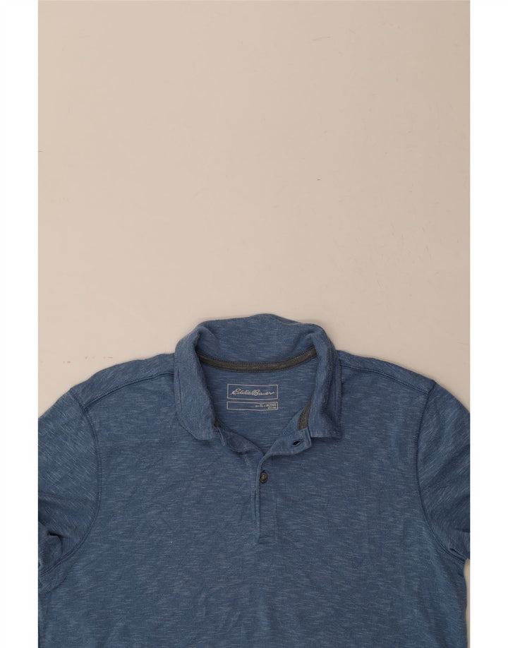 EDDIE BAUER Mens Polo Shirt Large Blue Flecked Modal Vintage Eddie Bauer and Second-Hand Eddie Bauer from Messina Hembry 