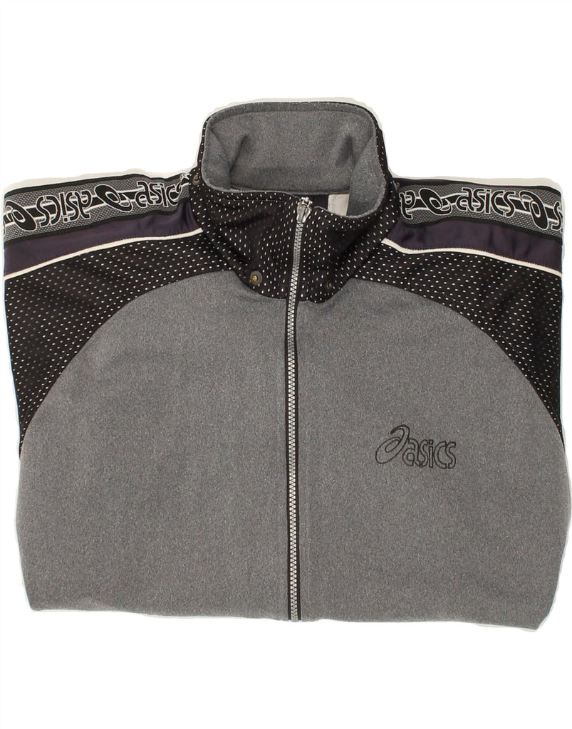 ASICS Mens Graphic Tracksuit Top Jacket Large Grey Vintage Asics and Second-Hand Asics from Messina Hembry 