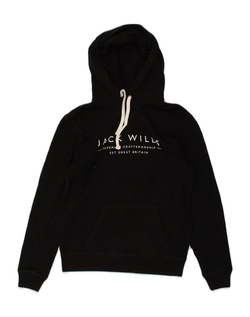 JACK WILLS Mens Graphic Hoodie Jumper XS Black Cotton | Vintage Jack Wills | Thrift | Second-Hand Jack Wills | Used Clothing | Messina Hembry 