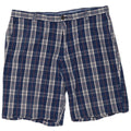 IZOD Mens Chino Shorts W36 Large  Navy Blue Check Cotton