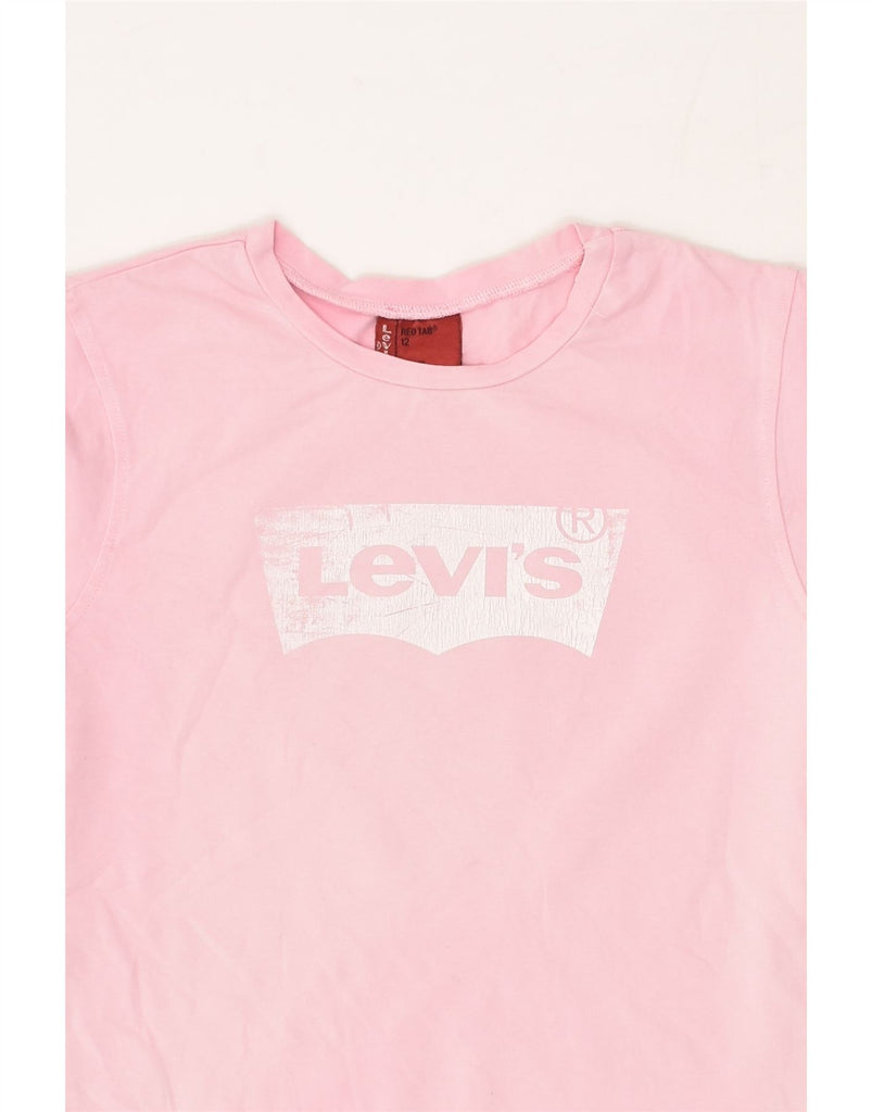 LEVI'S Girls Graphic Top Long Sleeve 11-12 Years Pink Cotton | Vintage Levi's | Thrift | Second-Hand Levi's | Used Clothing | Messina Hembry 