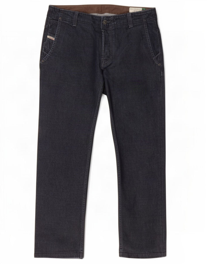 Diesel Mens Revick Straight Jeans W33 L30 Navy Blue Cotton