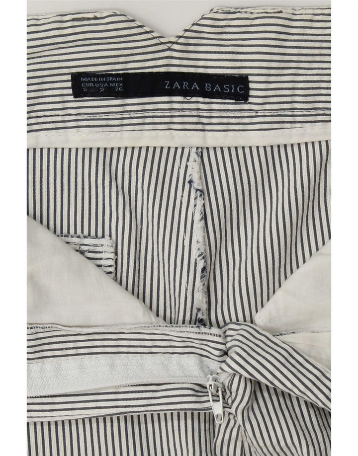 Zara Womens Chino Shorts Small W27  White Pinstripe