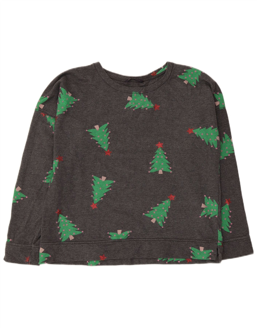 Marks & Spencer Womens Graphic Sweatshirt Jumper UK 16 Large Grey Christmas