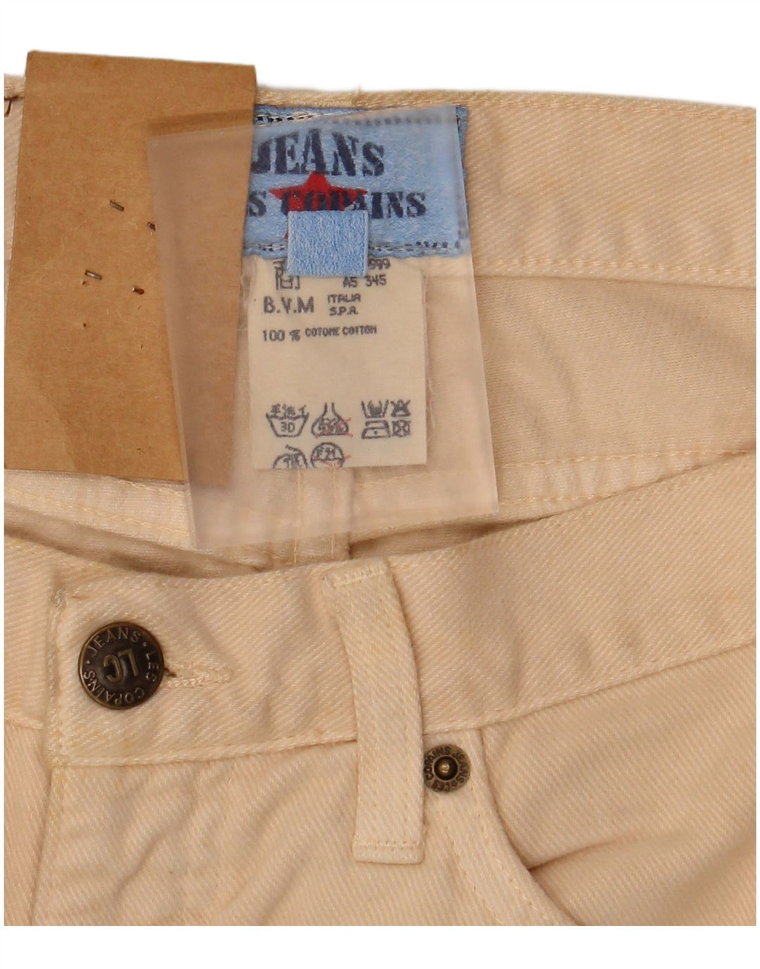 Les Copains Womens Tapered Jeans W33 L32 Beige Cotton