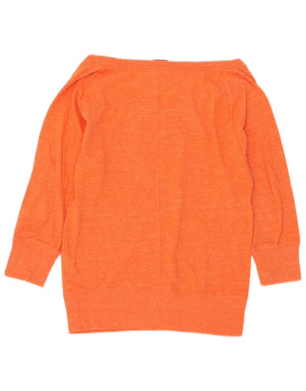 Nike Womens Graphic 3/4 Sleeve Sweatshirt Jumper UK 6 XS Orange Flecked