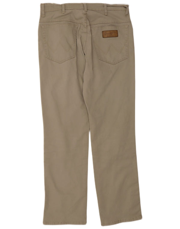 Wrangler Mens Texas Stretch Straight Casual Trousers W32 L30 Beige Cotton