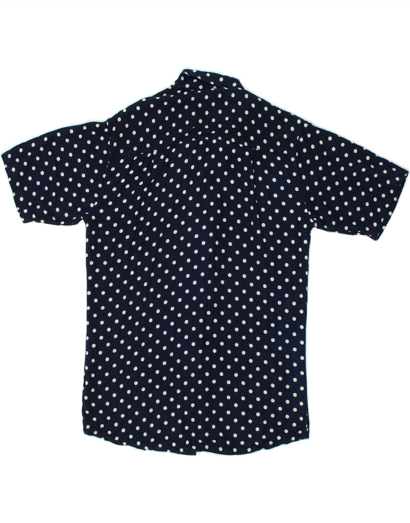 VINTAGE Mens Short Sleeve Shirt Small Navy Blue Polka Dot Rayon | Vintage Vintage | Thrift | Second-Hand Vintage | Used Clothing | Messina Hembry 