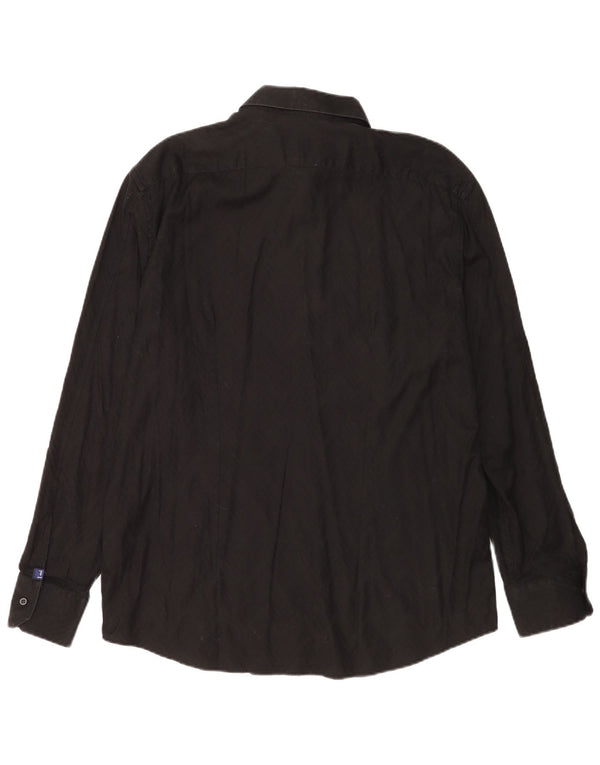 Trussardi Jeans Mens Shirt 2XL Black Chevron Cotton