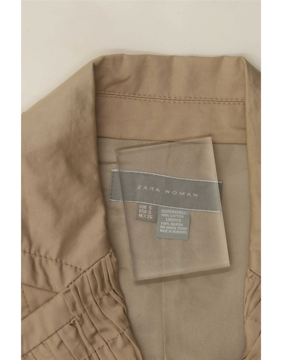 Zara Womens Open Blazer Jacket UK 8 Small Beige Cotton