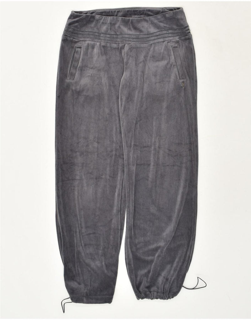 ADIDAS Womens Velour Tracksuit Trousers Joggers UK 14 Large Grey Cotton | Vintage Adidas | Thrift | Second-Hand Adidas | Used Clothing | Messina Hembry 