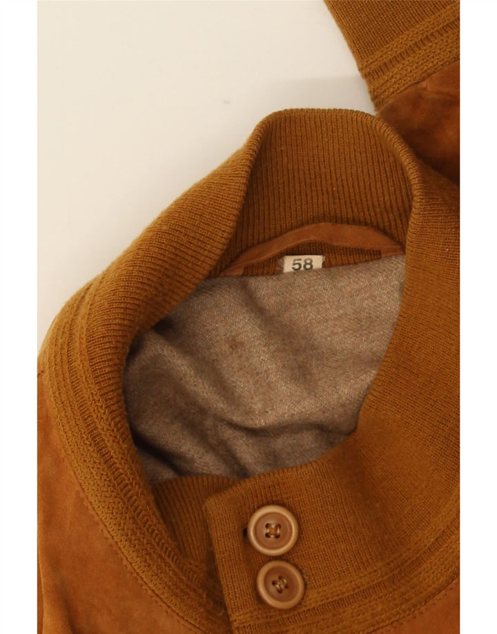 Vintage Mens Suede Bomber Jacket UK 40 Large Brown