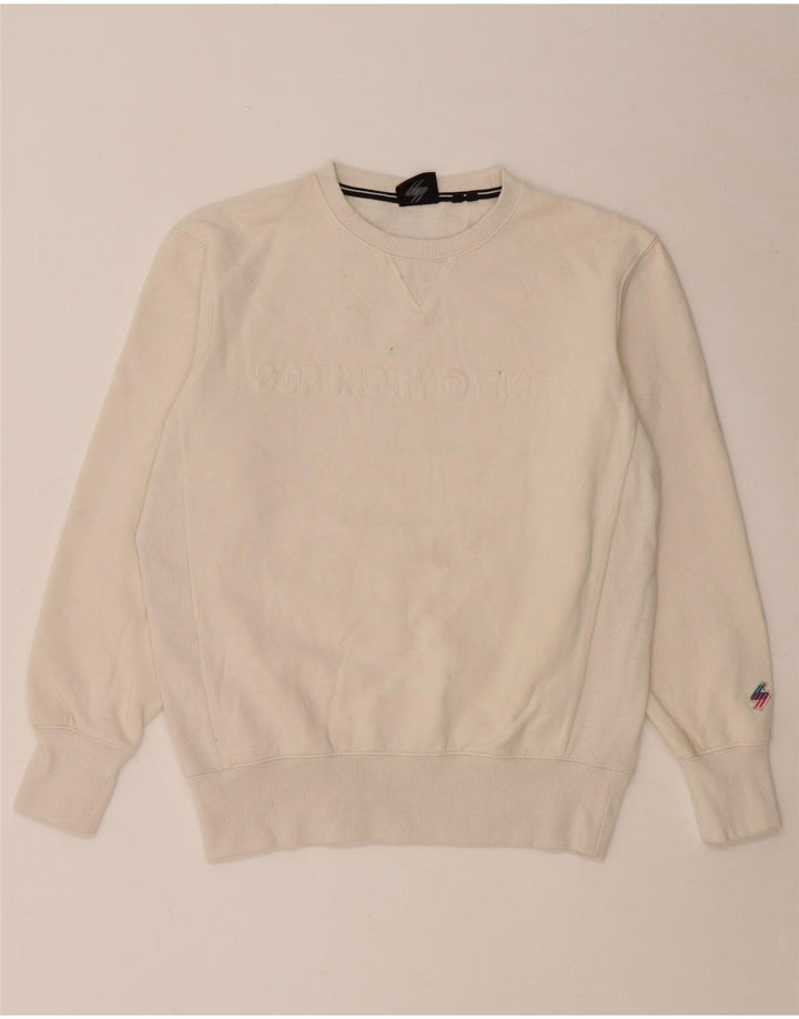 Superdry Mens Graphic Sweatshirt Jumper Medium Off White Cotton