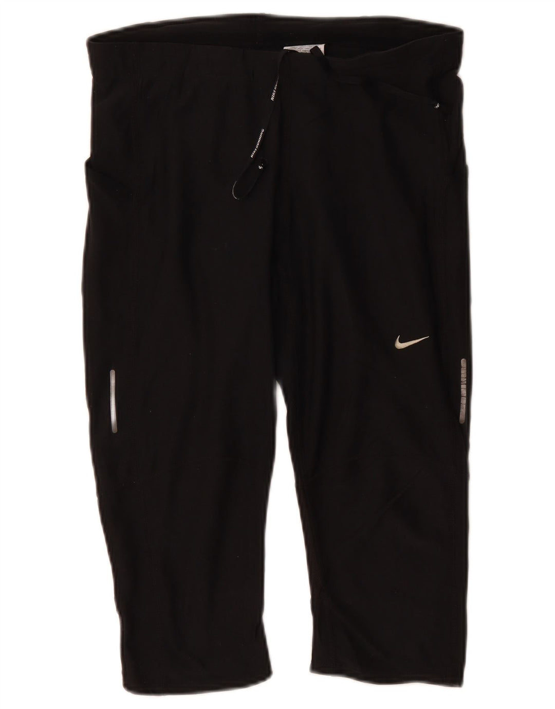 NIKE Womens Dri Fit Capri Tracksuit Trousers UK 14 Large Black Polyester