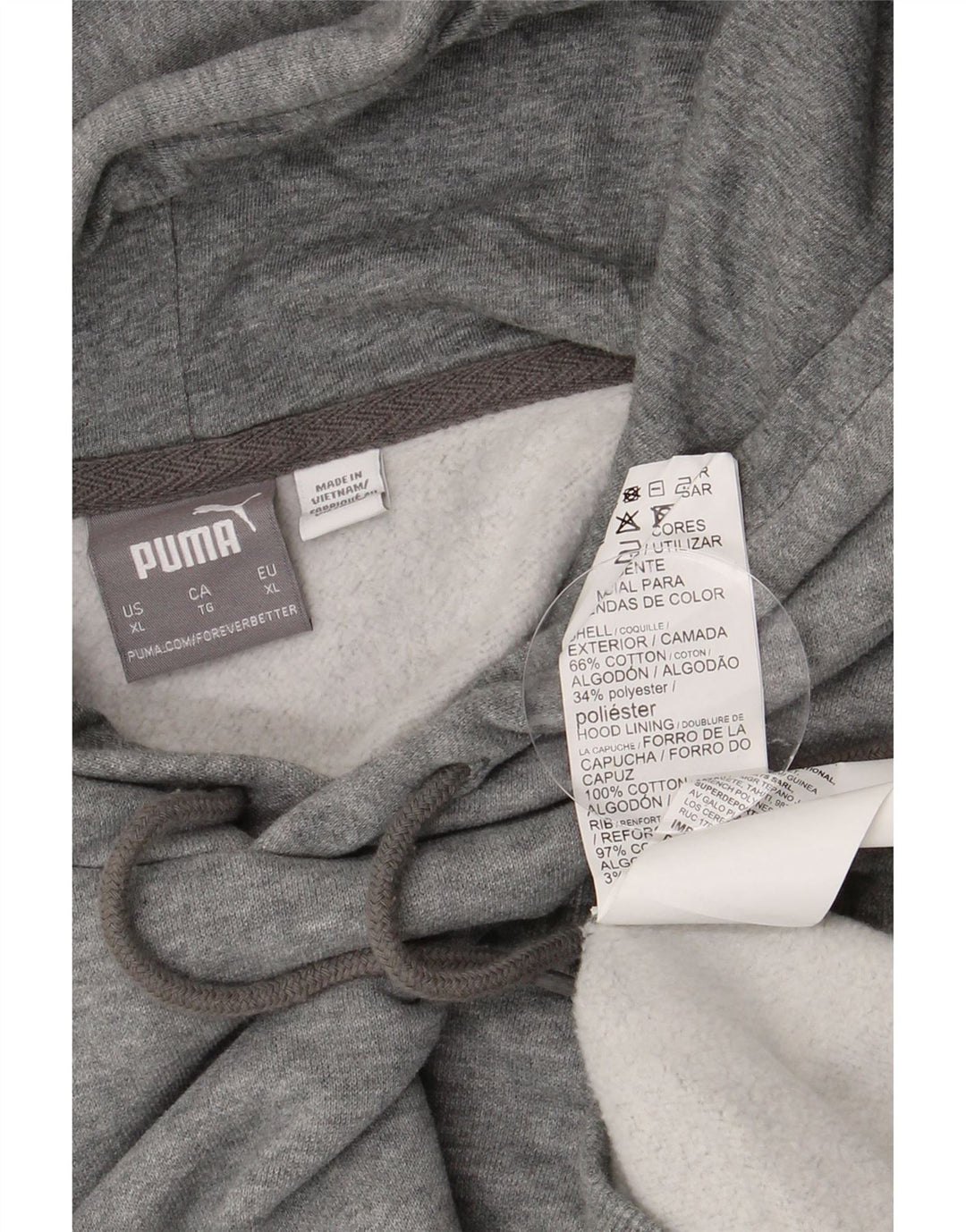 PUMA Mens Hoodie Jumper XL Grey Flecked Cotton