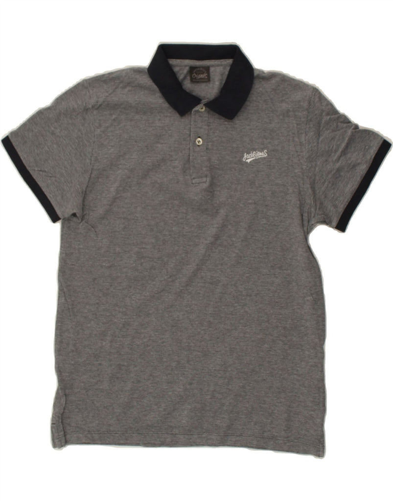 JACK & JONES Mens Graphic Polo Shirt Small Grey Cotton | Vintage Jack & Jones | Thrift | Second-Hand Jack & Jones | Used Clothing | Messina Hembry 