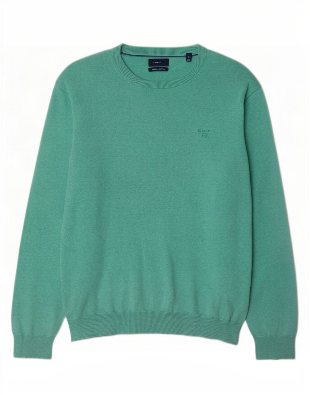 Gant Mens Boat Neck Jumper Sweater Large Turquoise Cotton