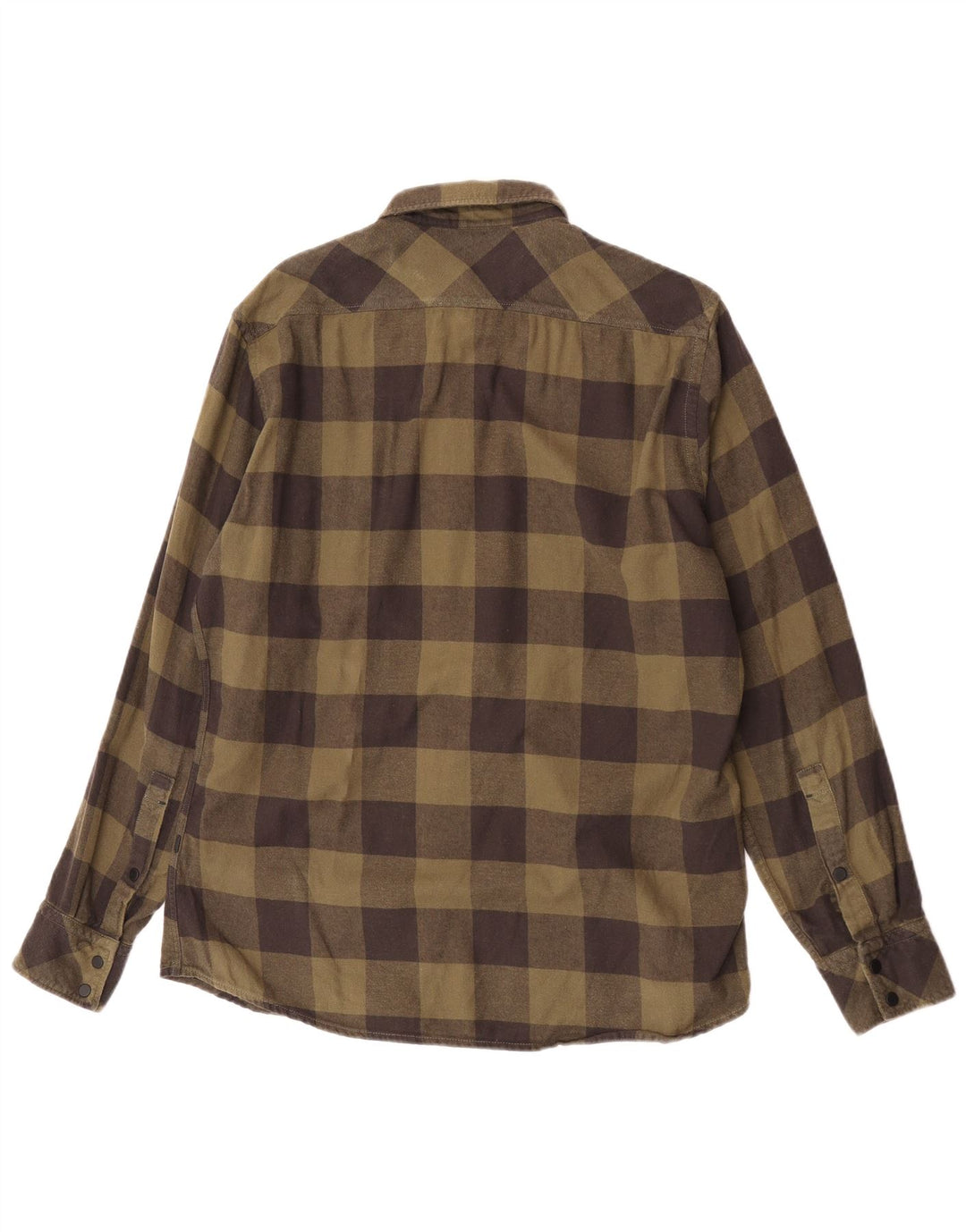 Hugo Boss Mens Regular Fit Flannel Shirt Large Khaki Gingham Cotton
