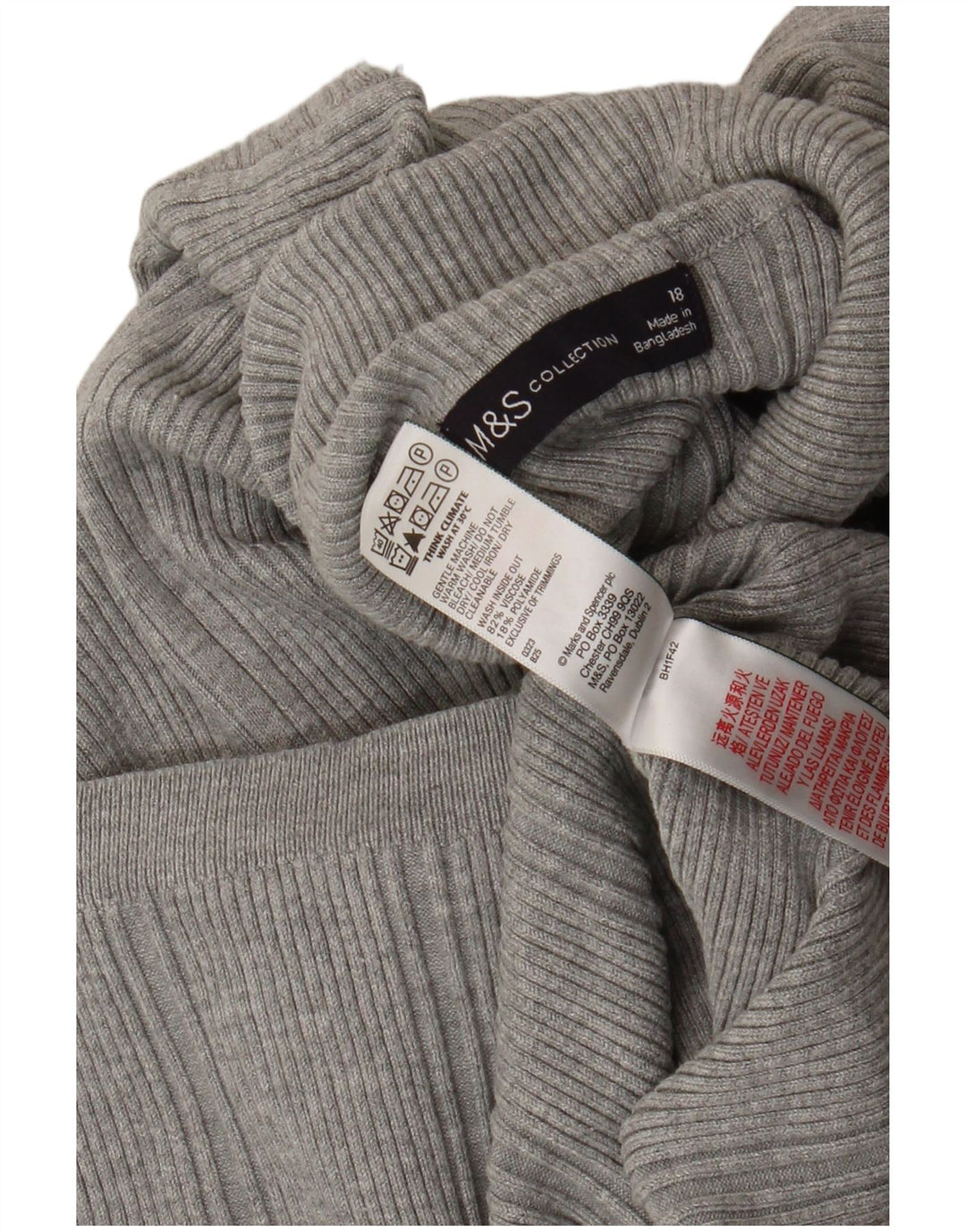 Marks & Spencer Womens Roll Neck Jumper Sweater UK 18 XL Grey Viscose