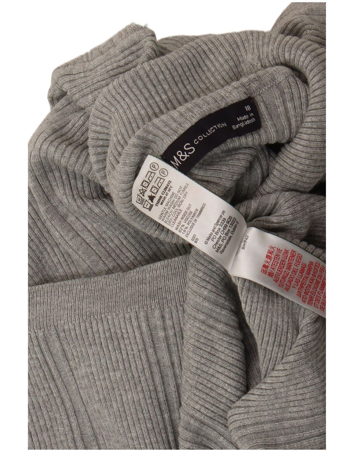 Marks & Spencer Womens Roll Neck Jumper Sweater UK 18 XL Grey Viscose