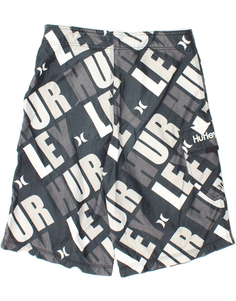 HURLEY Boys Abstract Pattern Graphic Swimming Shorts 15-16 Years  Grey Vintage Hurley and Second-Hand Hurley from Messina Hembry 