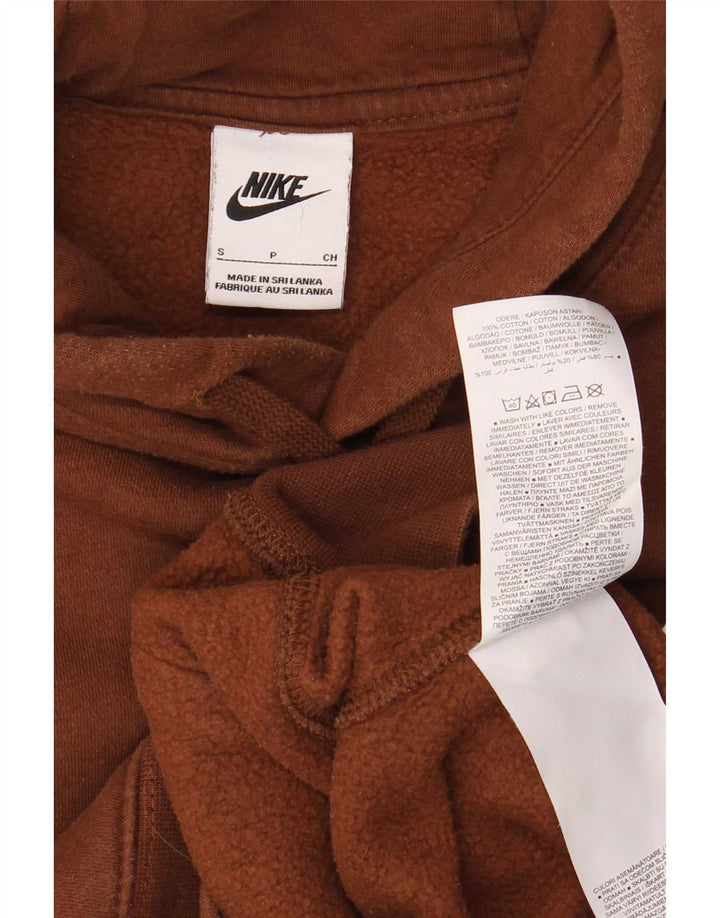 Nike Mens Hoodie Jumper Small Brown Cotton