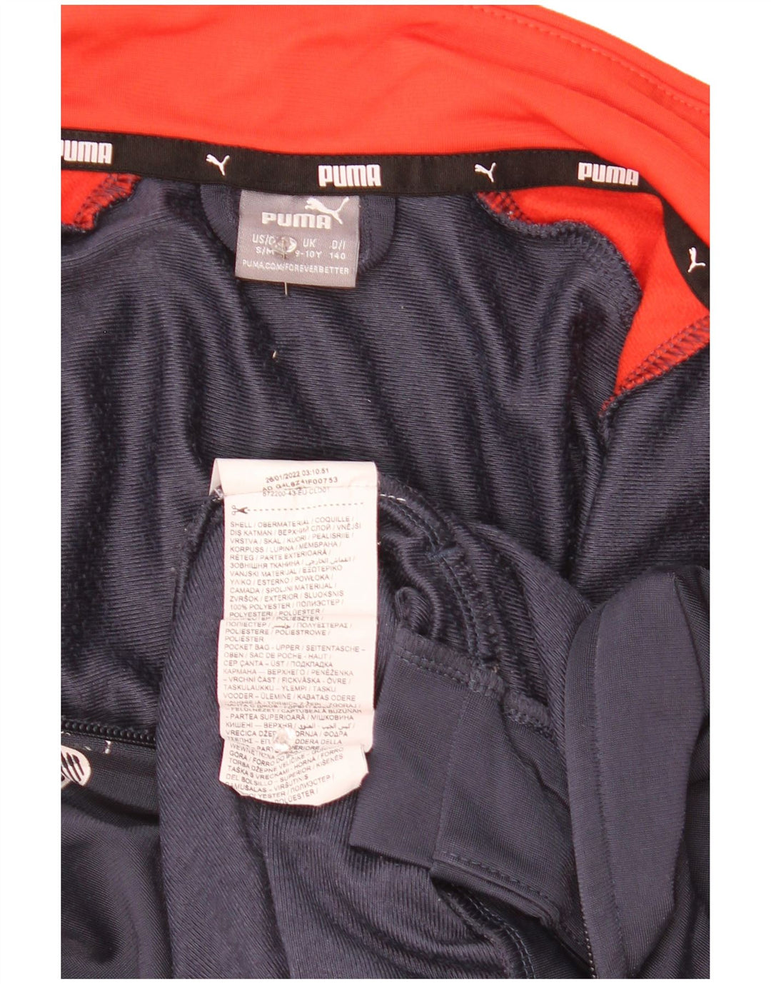 Puma Boys Graphic Tracksuit Top Jacket 9-10 Years Navy Blue Colourblock