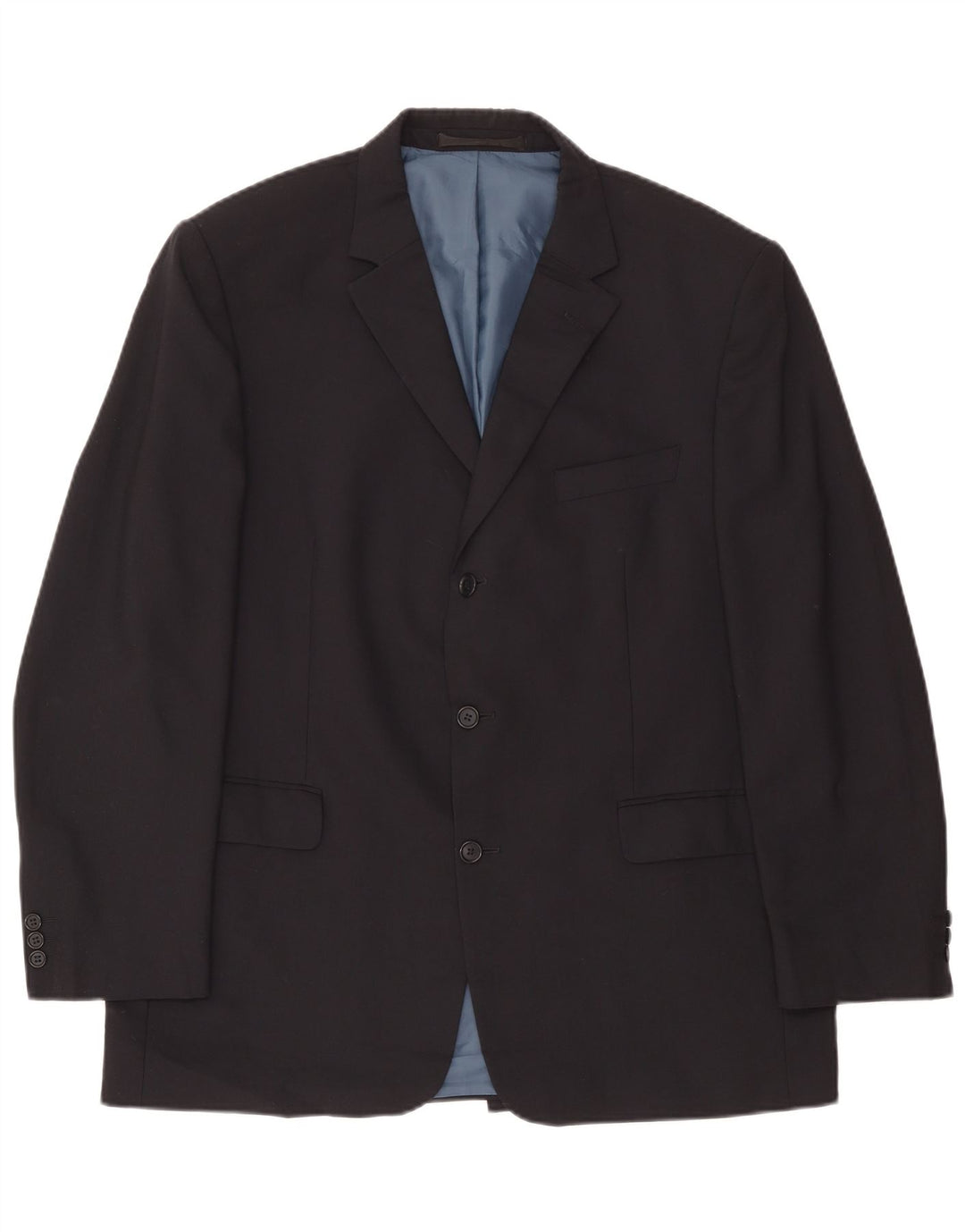Marks & Spencer Mens 3 Button Blazer Jacket UK 44 XL Navy Blue Polyester