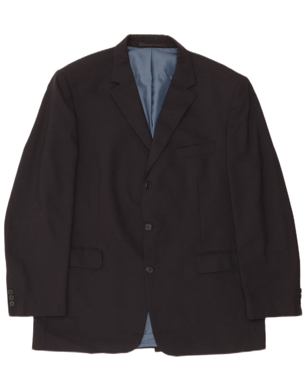 Marks & Spencer Mens 3 Button Blazer Jacket UK 44 XL Navy Blue Polyester