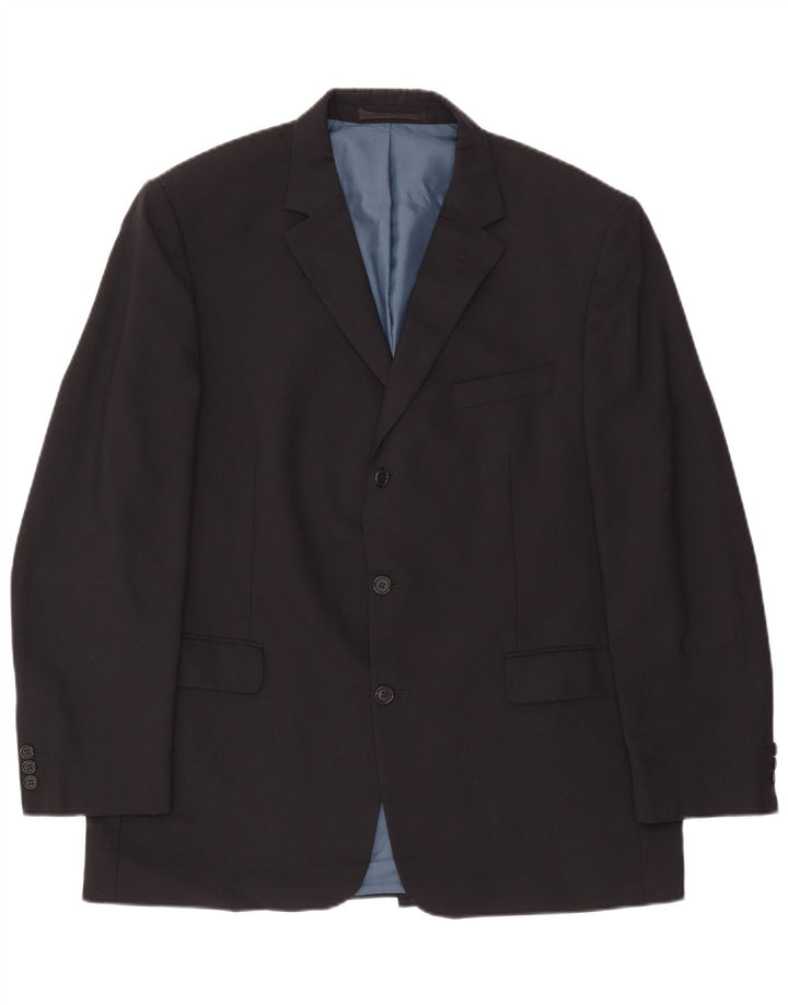Marks & Spencer Mens 3 Button Blazer Jacket UK 44 XL Navy Blue Polyester