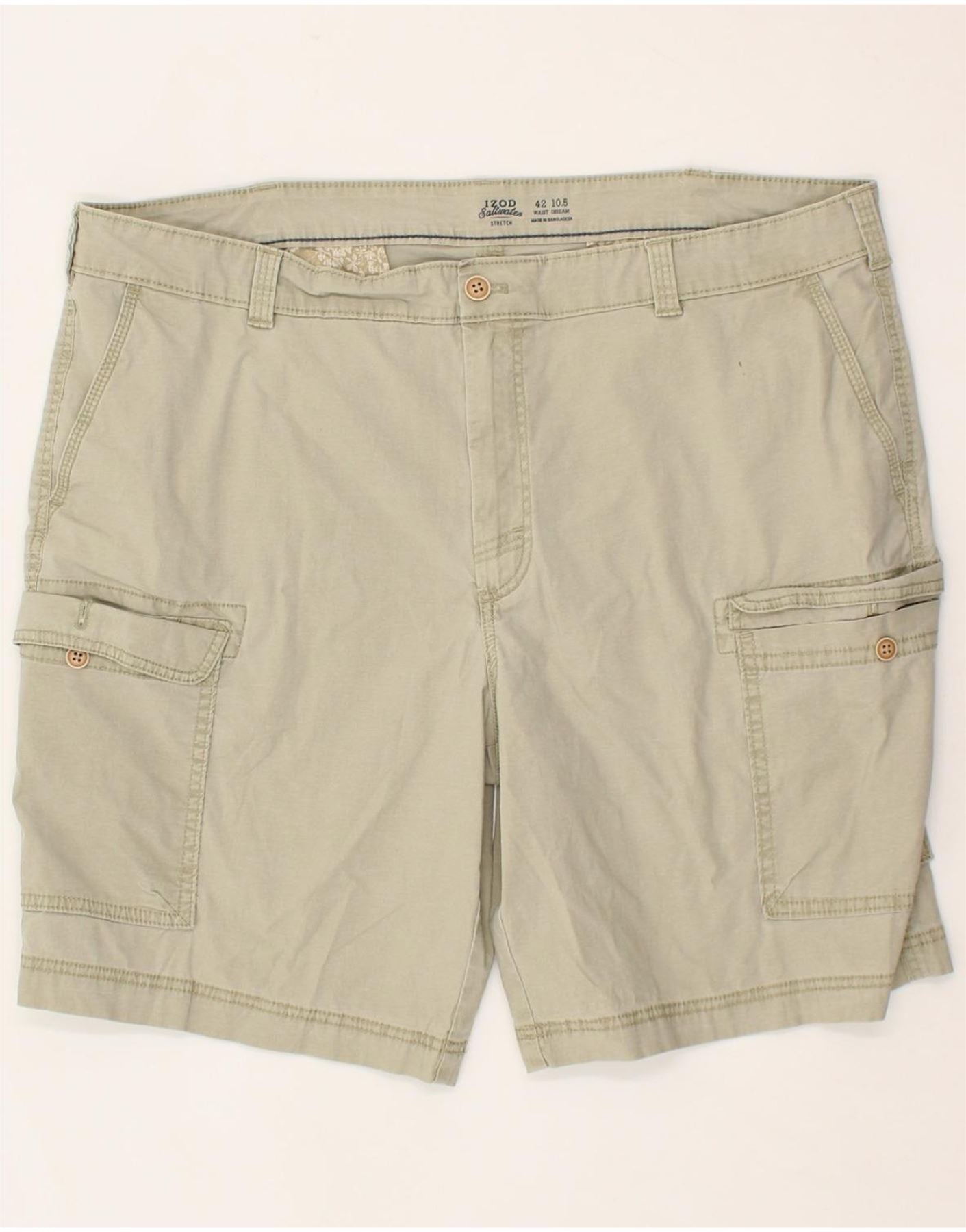 IZOD Mens Salt Water Cargo Shorts W42 2XL Khaki Cotton Vintage