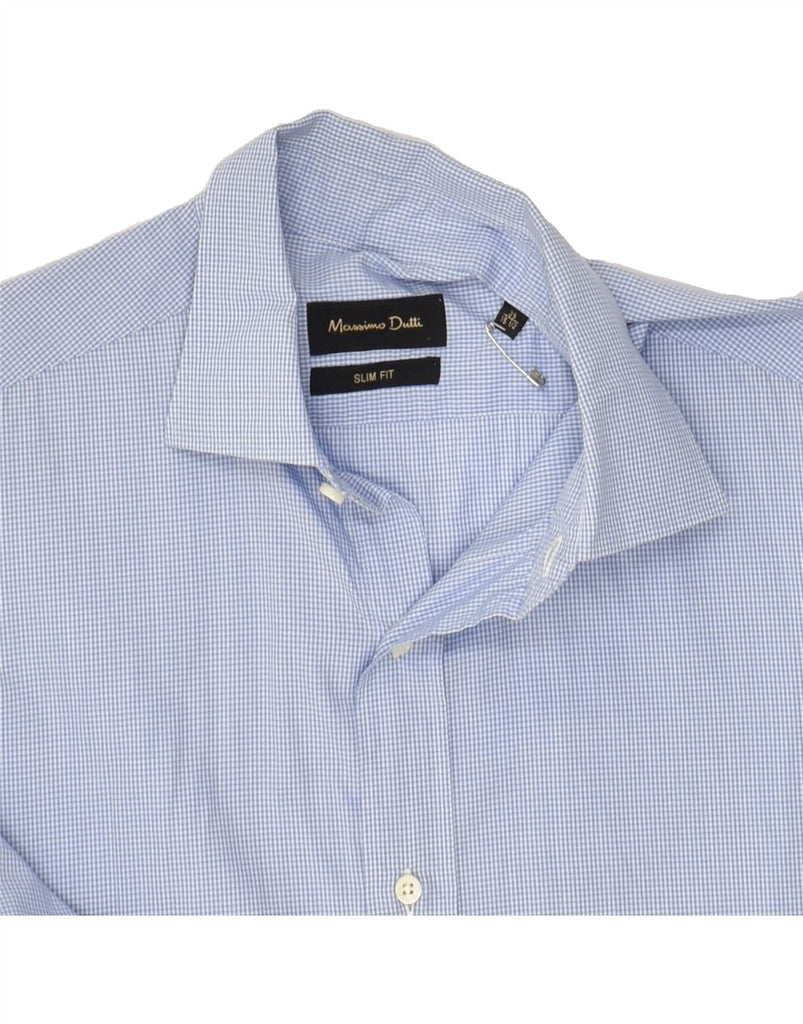 MASSIMO DUTTI Mens Slim Fit Shirt Size 38 15 1/2 Medium Blue Gingham | Vintage Massimo Dutti | Thrift | Second-Hand Massimo Dutti | Used Clothing | Messina Hembry 