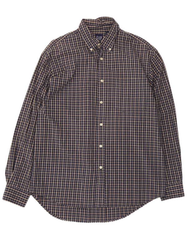 Gap Mens Shirt Medium Navy Blue Check Cotton