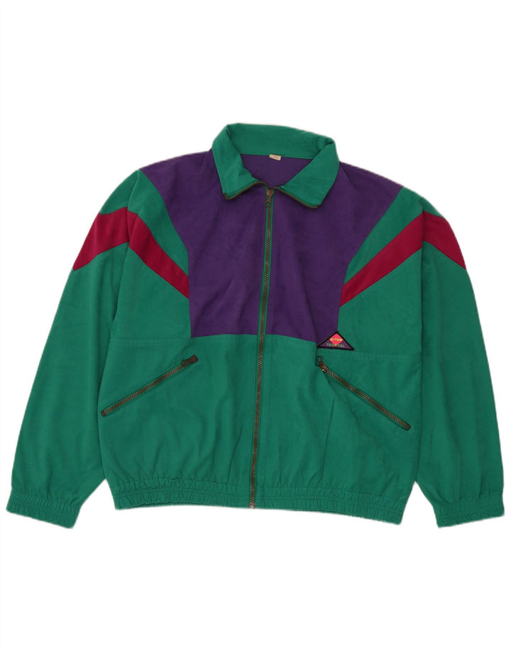 Vintage Womens Full Tracksuit UK 14 Medium  Green Colourblock Polyester