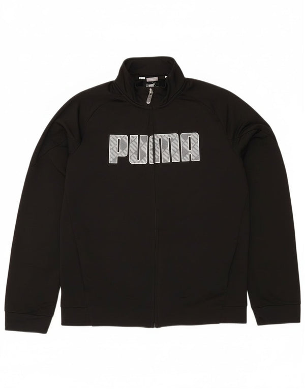 Puma Boys Graphic Tracksuit Top Jacket 13-14 Years Black Polyester