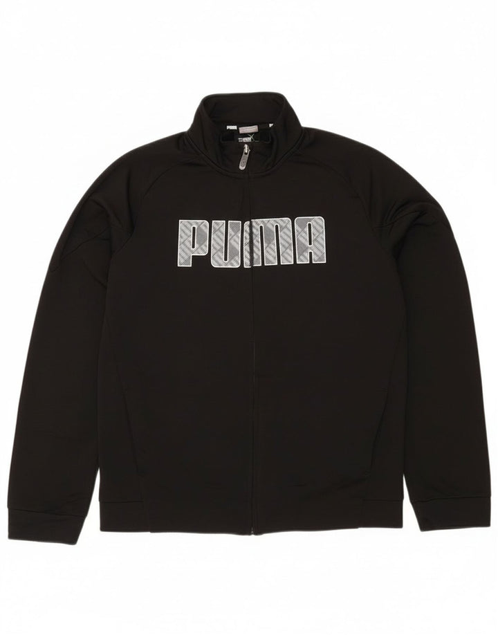 Puma Boys Graphic Tracksuit Top Jacket 13-14 Years Black Polyester