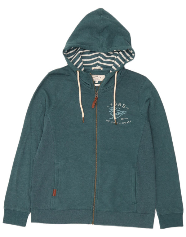 Fat Face Womens Heritage Graphic Zip Hoodie Sweater UK 16 Large Blue Cotton