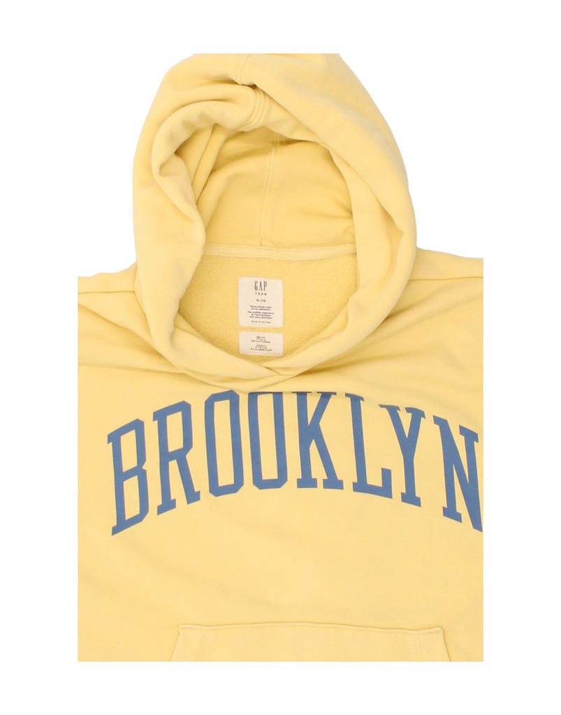 GAP Boys Brooklyn Oversized Graphic Hoodie Jumper 11-12 Years XL Yellow | Vintage Gap | Thrift | Second-Hand Gap | Used Clothing | Messina Hembry 