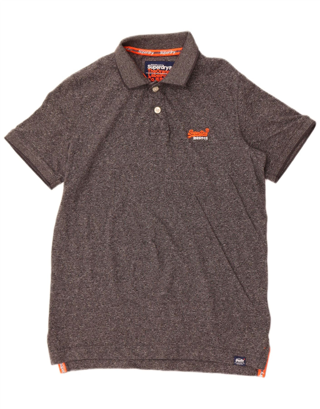 Superdry Mens Polo Shirt Small Grey Flecked Cotton