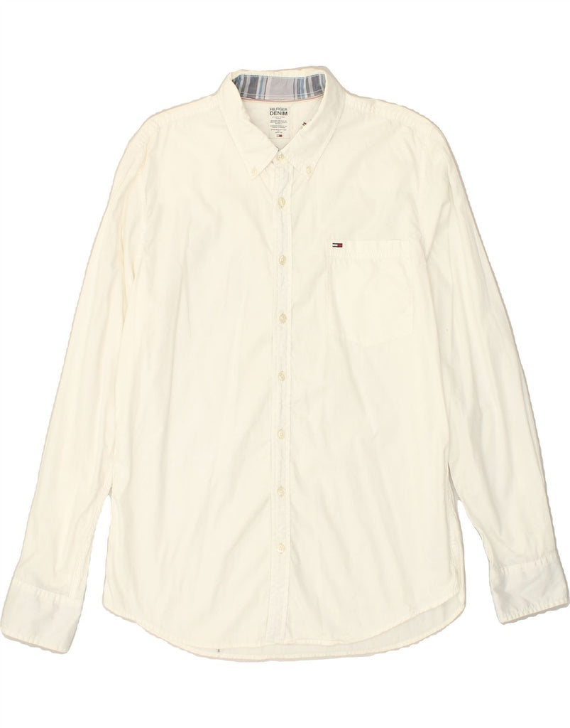 TOMMY HILFIGER Mens Shirt 2XL White Cotton | Vintage Tommy Hilfiger | Thrift | Second-Hand Tommy Hilfiger | Used Clothing | Messina Hembry 