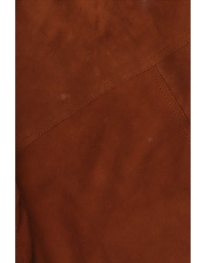 Vintage Mens Suede Bomber Jacket UK 42 XL Brown Leather